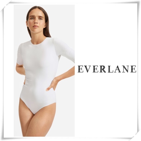 EVERLANE The Short-Sleeve Crew Neck Bodysuit in White Thong Size XS - Picture 1 of 10